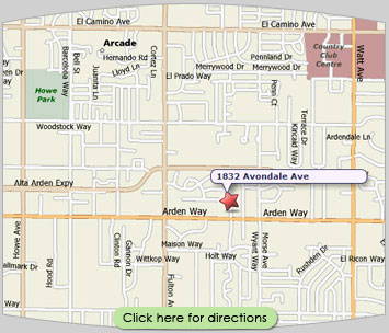 Map of 1832 Avondale Ave Sacramento, CA 95825-1386